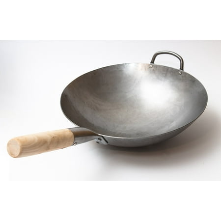 Craft Wok Size  12 inch Hand Hammered Carbon Steel Wok with Round Bottom / 731W88-12in