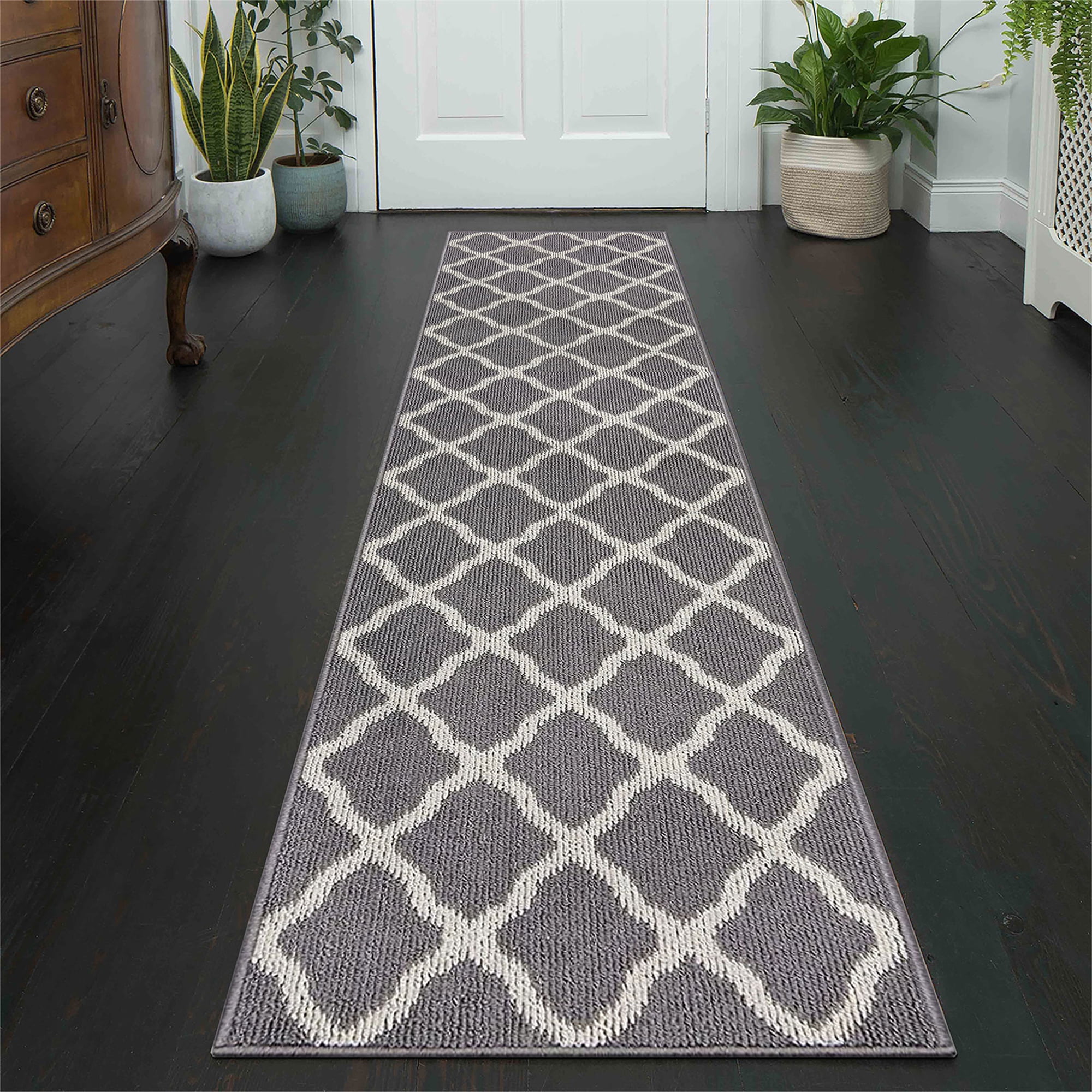 Runner Rug for Hallway 2×10feet Non Slip Kitchen Floor Carpet Runners Geometric Pattern Machine Washable Area Rug for Entryway Bathroom
