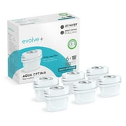 Aqua Optima EPS612 WQA Certified Replacement Evolve+ Filter for Filter Pitchers, and Aurora Water Dispensers, 40 GAL, BPA Free (Pack of 6)