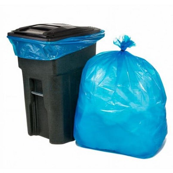 Plasticplace 64-65 Gallon Recycling Trash Bags for Toter │1.5 Mil │ Blue Heavy Duty Garbage Can Liners │ 50” x 60” (50 Count)