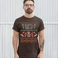 thumbnail image 3 of Tee Hunt Santa Squad T-Shirt Cute Ugly Sweater Merry and Bright Christmas Men's Tee, Brown, Large, 3 of 5