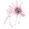 thumbnail image 1 of Hermosa cinta de mano flor nupcial dama de honor muñeca ramillete decoraciones de boda de graduación (rosa), 1 of 4