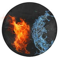 WORGEOUS  Fire Mat Hearth Rugs for Fireplaces Pit Round Outdoor Area Black