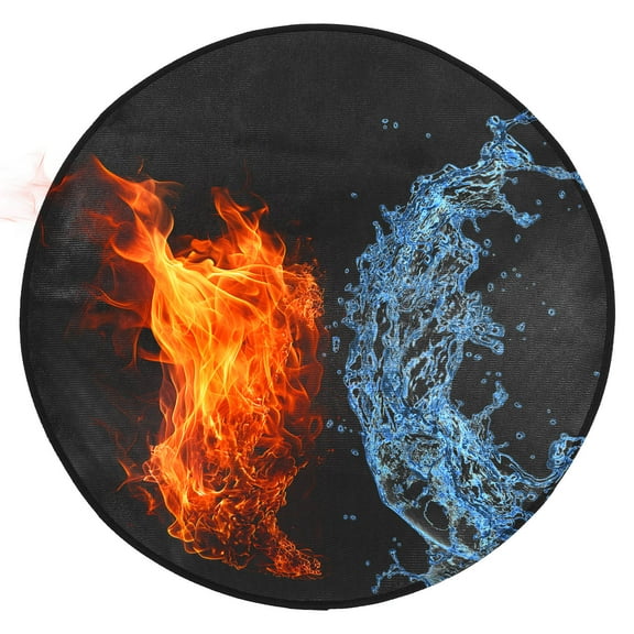 WORGEOUS  Fire Mat Hearth Rugs for Fireplaces Pit Round Outdoor Area Black