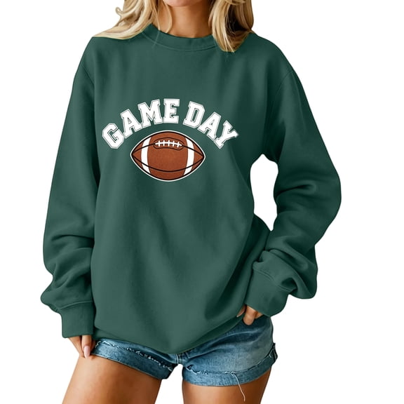 Football Sweatshirts for Women Game Day Print Sweatshirt Team Fan Clothes