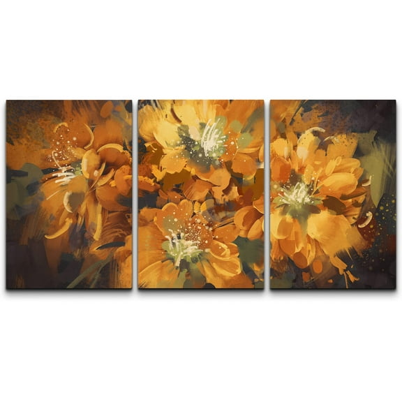 wall26 Canvas Print Wall Art Set Blooming Orange Lily Jungle Flowers Floral Nature Illustrations Modern Art Rustic Scenic Relax/Calm Wilderness for Living Room, Bedroom, Office - 16"x24"x3