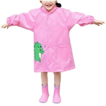 Odeerbi Toddler Kids Boys Girls Raincoats Waterproof Rain Jacket Hooded Cartoon Rain Poncho Reusable Rain Suit Lightweight Rainwear Baby Children Solid Color Windbreakers Pink