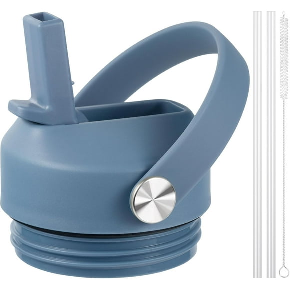 TRAHOO-Straw lid for Yeti Rambler 18 26 36 64 oz, Lid with Straws and Flexible Handle, Replacement Cap for Yeti 18oz 26oz 36oz 64oz Rambler Water Bottle Straw Cap, Nordic Blue