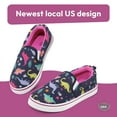 thumbnail image 3 of Bocca Girls Navy Dinosaur Slip on Sneakers Kids Canvas Walking Shoes Size 11, 3 of 5