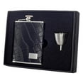thumbnail image 1 of Gator Black Crocodile Leather 6 oz Hip Flask Gift Set, 1 of 1