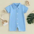 thumbnail image 2 of Bagilaanoe Newborn Baby Boys Shirt Jumpsuit Short Sleeve Bodysuit 6M 12M 18M 24M Infant Summer One Piece Romper, 2 of 7
