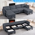 thumbnail image 1 of Puremind Canapé Sectionnel Modulaire 6 Pcs avec Ottoman Mobile, Canapé Sectionnel en Forme de U/L avec Rangement, Canapé-Lit Convertible pour Salon/appartement, Gris Foncé, 1 of 6