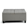 thumbnail image 3 of Harrison 36 inch Wide Transitional Coffee Table Storage Ottoman in Dove Grey Linen Look Fabric, 3 of 8