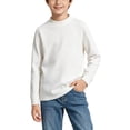 thumbnail image 2 of OGLCCG Boy's Thermal Top Cotton Mock Neck Long Sleeve Shirts for Boys Fall Winter Basic Layering Undershirt(White,4-5 Years), 2 of 5