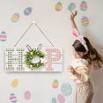 thumbnail image 3 of Novelty Hanging Rabbit Sign Bunny Pendant with Woven Wreath Funny Easter Decorations Spring Holiday Home Window Ornament, 3 of 12