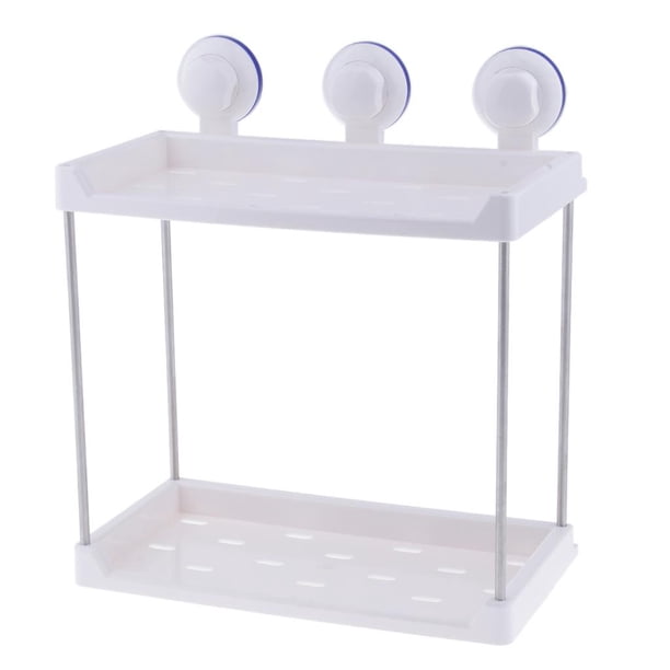 Estante organizador de baño de plástico de 2 niveles para pared de baño - Kit 2 niveles rectangulares