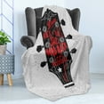 thumbnail image 4 of Guitar Soft Flannel Fleece Blanket, Hand Drawn Genres Blues Pop Hard Rock Reggae Country Music Illustration, Cozy Plush for Indoor and Outdoor Use, 50" x 60", Vermilion Black White, by Ambesonne, 4 of 5