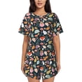 thumbnail image 1 of Fotbe Autumn Fox Owl Conjunto de Pijama Estampado para Mujer, 2 Piezas, Ropa de Dormir con Camiseta de Manga Corta y Shorts Suaves-X-Large, 1 of 6