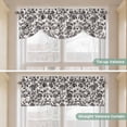thumbnail image 5 of Tie Up Valance Curtain for Kitchen,Pastoral Black Flower Leaf Rod Pocket Short Curtains Adjustable Tie-Up Shade Valances,Vintage Farmhouse Pattern on Linen Window Treatment for Bathroom Living Room, 5 of 9