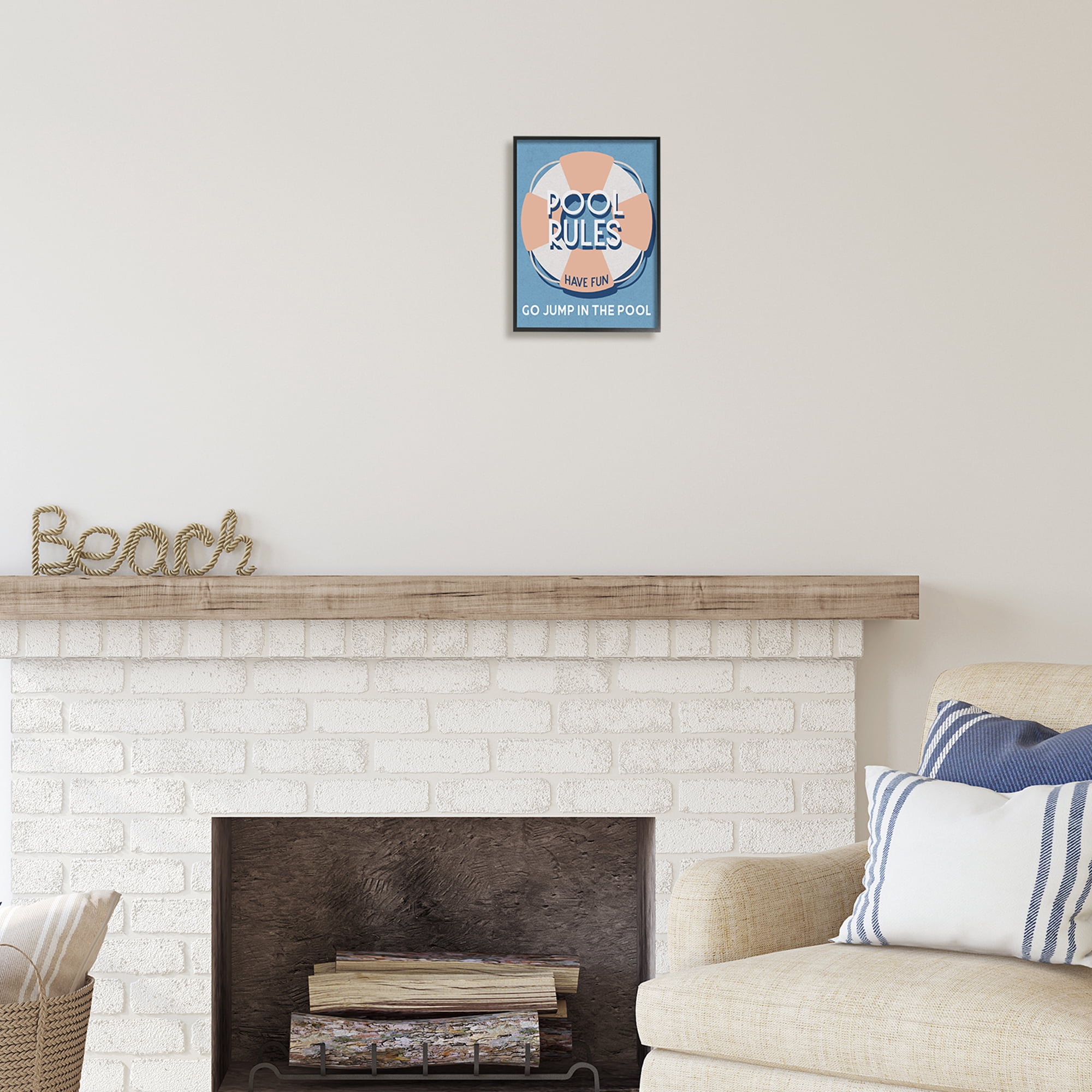 Stupell Industries Vintage Pool Rules Nature Painting Black Framed Art Print Wall Art, 11 x 14