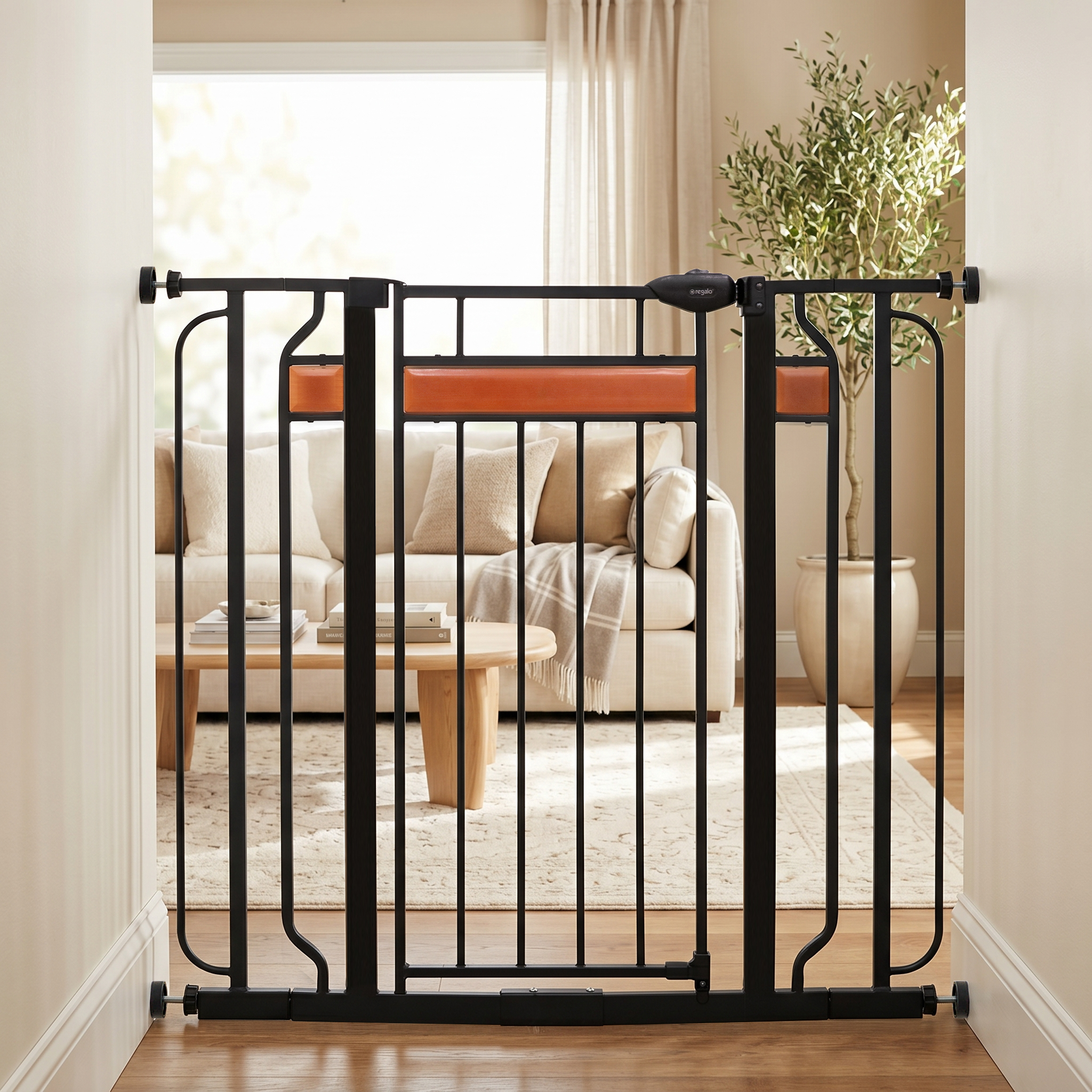 Regalo Home Accents Extra Tall Safety Gate, 30-41.5", Black/Cherry photo 1