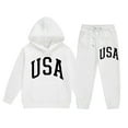 thumbnail image 3 of lnmuld Winter Outfits 2 Piece Stylish Kids Long Sleeve Letter Print Hoodie and Pants Outfit Set for Girls Comfortable Casual Wear Solid Color Size:2-3 Years, 3 of 7