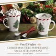 thumbnail image 2 of Spode Christmas Tree Peppermint 14oz Mug & Spoon Set (4-Piece) - Festive Earthenware with Candy Cane Motif, Ceramic Mug for Hot Chocolate, Coffee, Holiday Mornings - Christmas Drinkware, 2 of 7