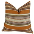 thumbnail image 1 of Plutus Chic Stripe Saffron Handmade Throw Pillow, (Double sided 20" x 36" King), 1 of 2