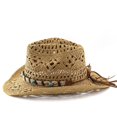 thumbnail image 3 of Sun Hats for Women And Men Solid Color Summer Western Cowboy Hat Hollowed Out Beach Straw Hat, 3 of 5