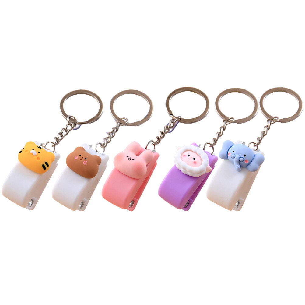 5Pcs Small Keychain Staplers Handheld Press Staples School Office