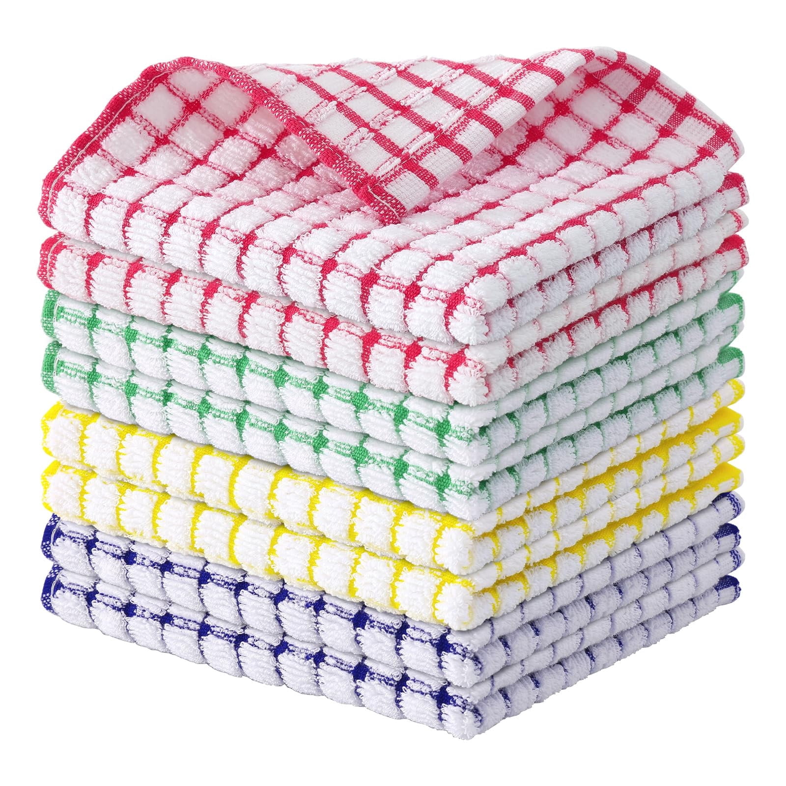 decorUhome Dish Cloths Set of 8, 100% Cotton Super Soft and Absorbent Kitchen Cloths for Washing Dishes, Quick Drying Dish Towels 12" x12", Multiple Colour
