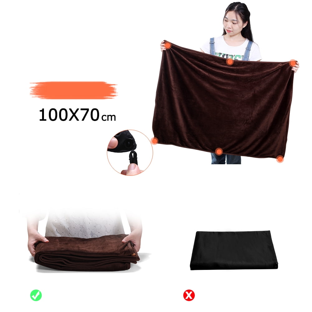 39x27inch Cordless USB Heated Blanket Shawl with Buttons Soft Sherpa Berber Fleece Portable Battery Powered Electric Blanket Heated Throw Wearable Portable Heating Warming Blanket for Car Office