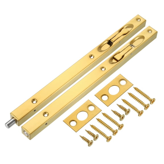 Flush Bolt, 12" Stainless Steel Security Door Guard Latch 2Pack, Gold