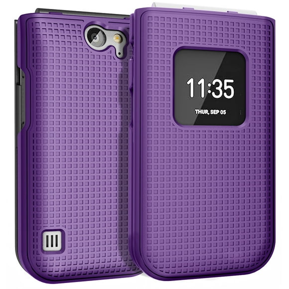 Case for Nokia 2720 V Flip Phone, Nakedcellphone [Purple] Protective Snap-On Hard Shell Cover [Grid Texture] for Verizon TA-1295, 2720V