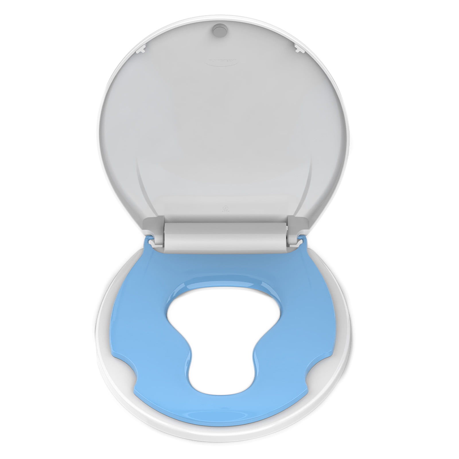 Toilet Seat with Toddler Potty Training Seat Built-In, for Both Child & Adult, Potty Training Seat, No Wiggle and Easy to Install, 17" Round Detachable Toddler Seat for Longtime Usage, Blue