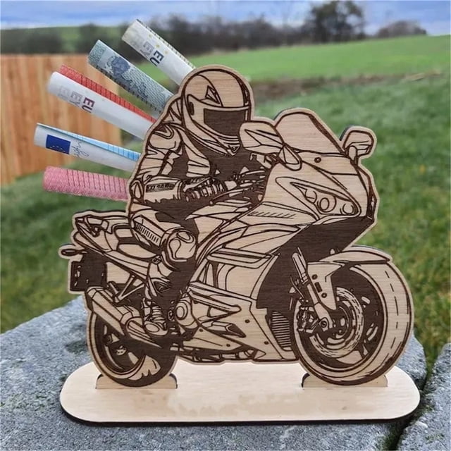 Ctnporpo Wooden Gift Holder Shape Unique Wooden Desktop Ornament Personalized Wallet Holder Creative Gift That Holds Suitable for Home Desktop Ornament