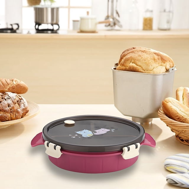 HOZADOIE Bento Boîte à Lunch en Acier Inoxydable pour, Ronde, Scellée, Étanche, Double