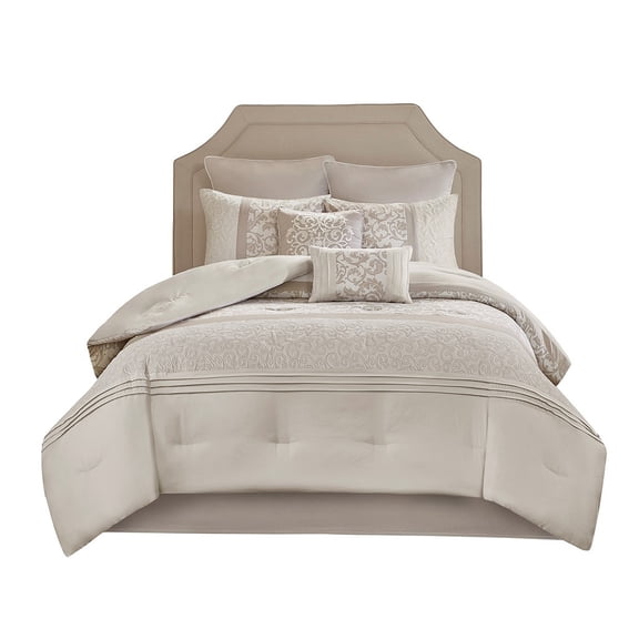 Gracie Mills 8-Piece Embroidered Pintucked Comforter Set GRACE-10853 Microfiber