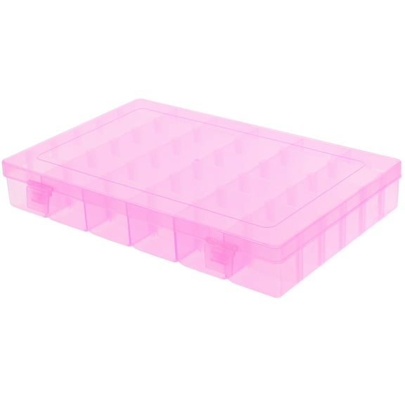 Pink Bead Box Grid Jewelry Organizer Mini Storage Container Case