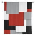 thumbnail image 2 of Red Grey Black Geometric Semi Sheer Curtains Drapes for Living Room,Bedroom,French Doors Window 72 Inches Long,Middle Century Modern Art Abstract Rod Pocket Chiffon Curtain Drapery Voile Drape Panel, 2 of 6