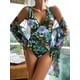 thumbnail image 4 of Traje de baño bikini plisado de tres piezas con estampado de Europa y Estados Unidos, 4 of 6