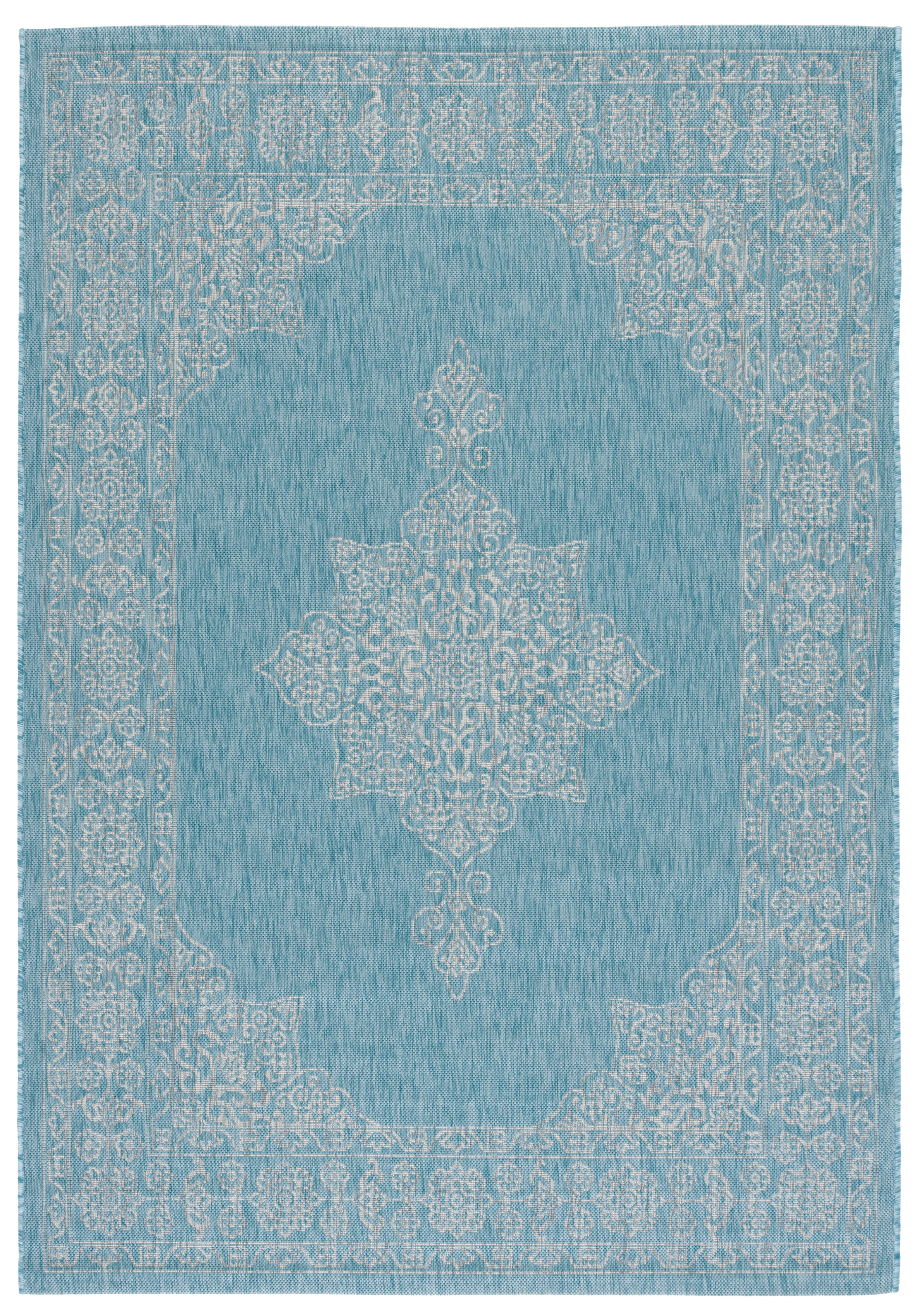 Safavieh Courtyard Delbet Medallion Indoor/Outdoor Area Rug, Aqua/Gray, 5'3" x 7'7"