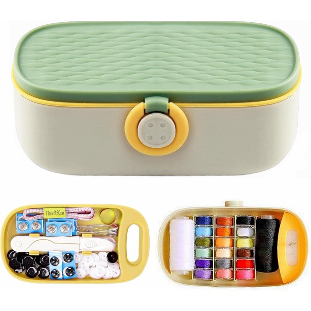 Kit de proyectos de costura verde, kit de reparación de suministros de costura familiar, kit de costura para viajeros, accesorios de hilo de coser, organizador de suministros de costura DIY
