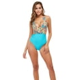 thumbnail image 2 of Traje de baño de una pieza para mujer, cuello en V, control de barriga, espalda cruzada, traje de baño vintage, trajes de baño, azul, S Feliz Sencillez, 2 of 5