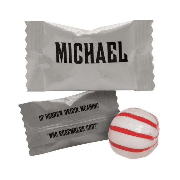 100count Michael Personalized Name Peppermints Individually Wrapped for Birthday, Weddings or Party