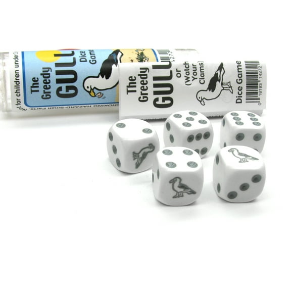 Koplow Games The Greedy Gull Dice Game 5 Dice Set with Travel Tube and Instructions #14271
