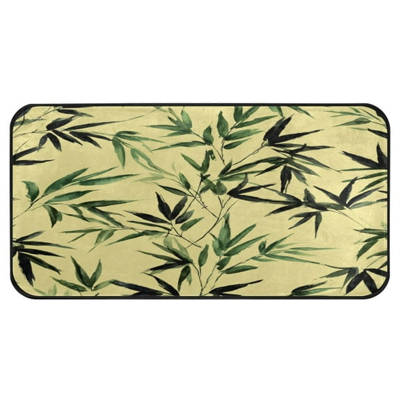 39x20 Inch Non-Slip Floor Mat Hallway Runner Rug Entrance Floor Mat Runner for Kitchen and Living Room Bamboo and Green Leaves