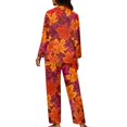 thumbnail image 2 of Renewold Loose Pjs Nightwear Set of 2 Fall Maple Leaves Daily Wear Loungewear Outfits Size 2XL Softness Women Button Down Pajama Pullover Tops,Thanksgiving Holiday, 2 of 6
