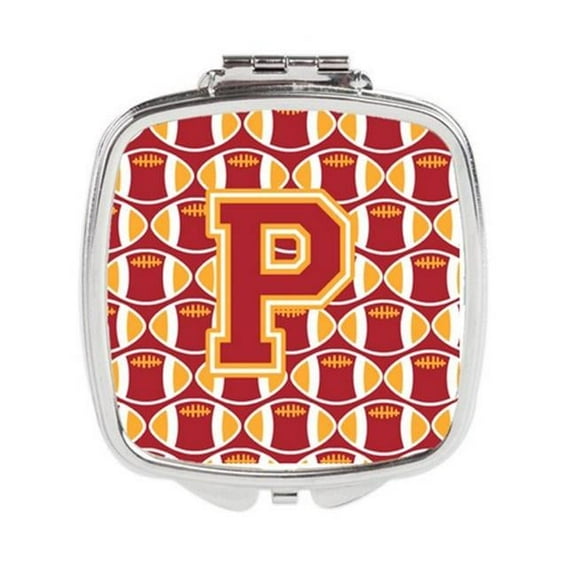 Letter P Football Cardinal & Gold Compact Mirror