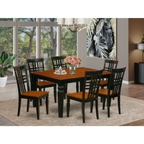 East West Furniture Weston 7-piece Dining Table and Chair Set in Black/Cherry